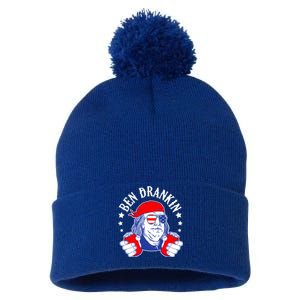 Ben Drankin Funny 4th Of July American Flag Usa Patriotic Gift Pom Pom 12in Knit Beanie