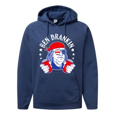 Ben Drankin Funny 4th Of July American Flag Usa Patriotic Gift Performance Fleece Hoodie