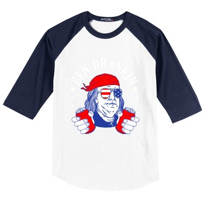 Ben Drankin Funny 4th Of July American Flag Usa Patriotic Gift Baseball Sleeve Shirt