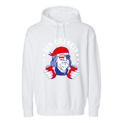 Ben Drankin Funny 4th Of July American Flag Usa Patriotic Gift Garment-Dyed Fleece Hoodie