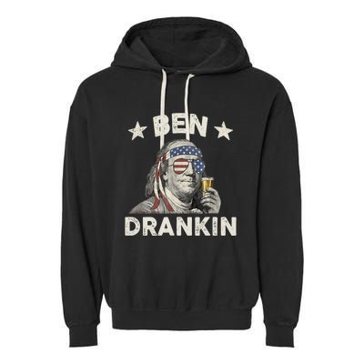 Ben Drankin Funny 4th Of July Garment-Dyed Fleece Hoodie