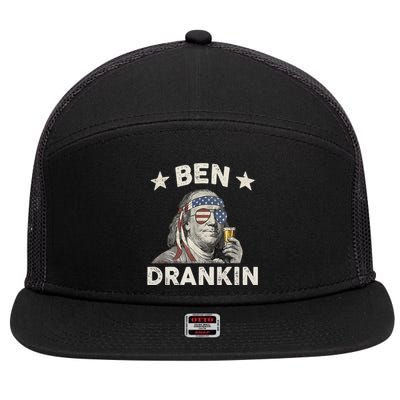 Ben Drankin Funny 4th Of July 7 Panel Mesh Trucker Snapback Hat