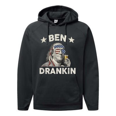 Ben Drankin Funny 4th Of July Performance Fleece Hoodie