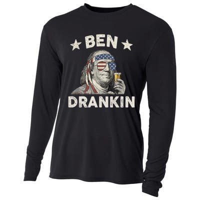 Ben Drankin Funny 4th Of July Cooling Performance Long Sleeve Crew