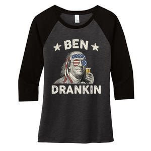 Ben Drankin Funny 4th Of July Women's Tri-Blend 3/4-Sleeve Raglan Shirt