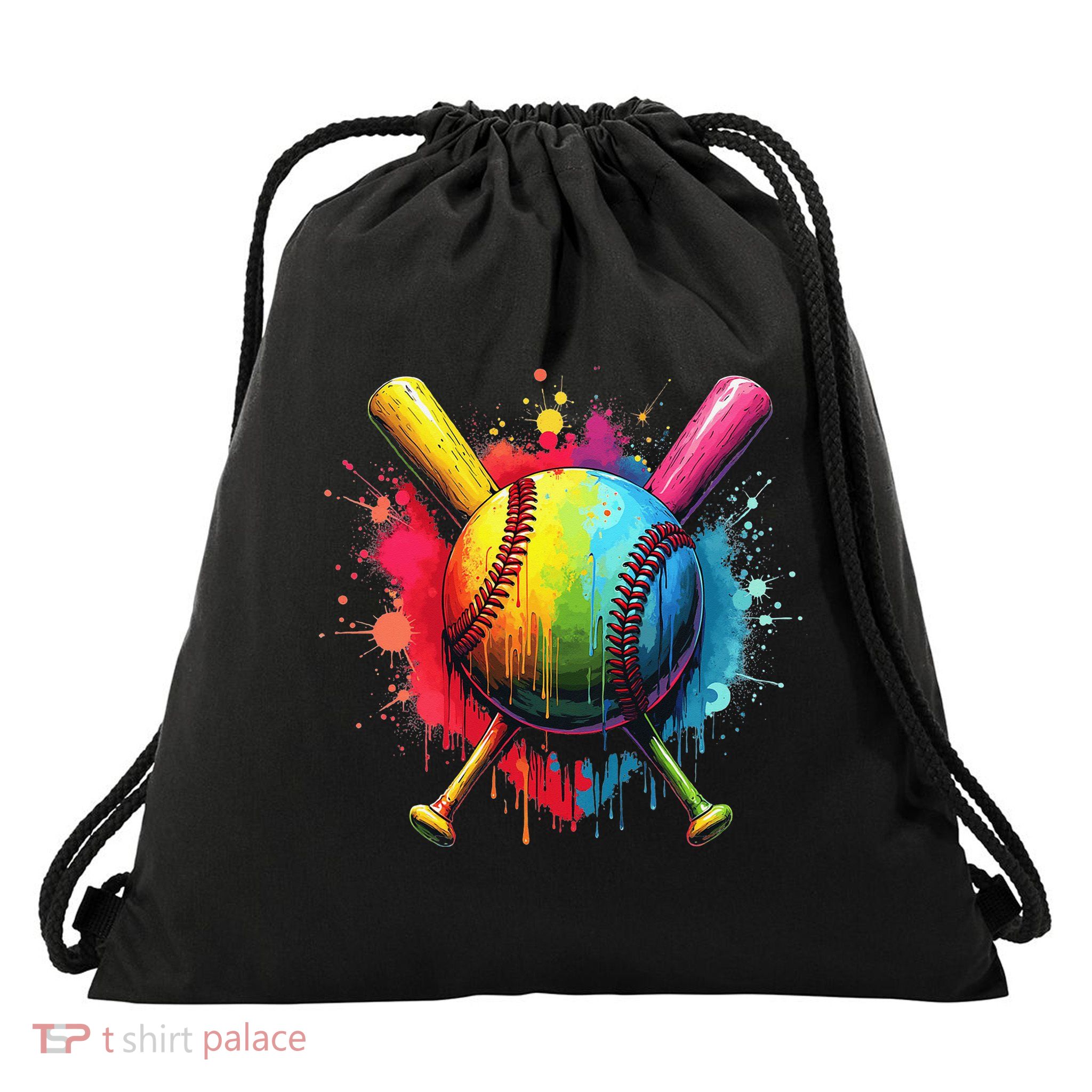Baseball Drip For Home Plate Ice Color Drip Sport Drawstring Bag