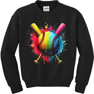 Baseball Drip For Home Plate Ice Color Drip Sport Kids Sweatshirt