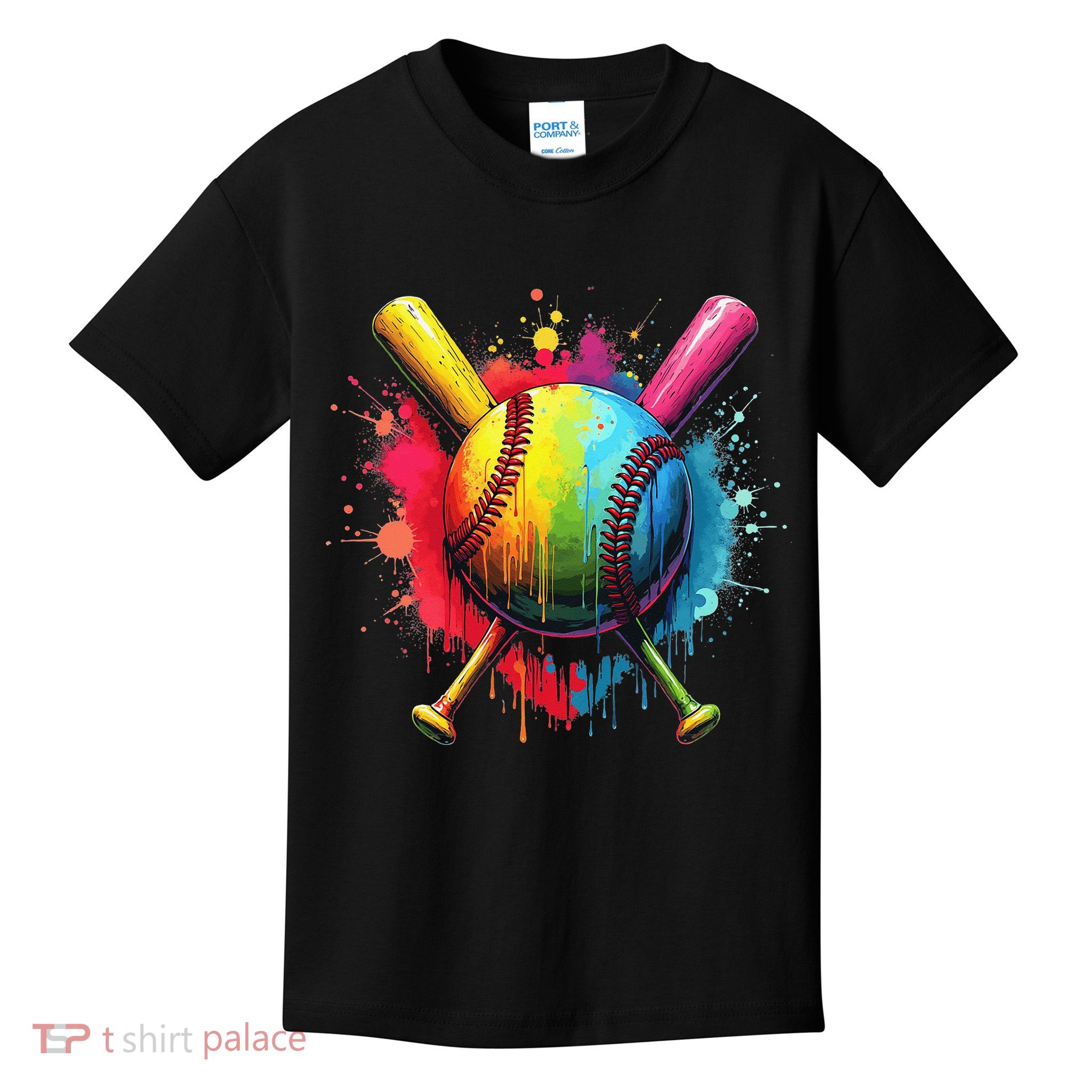 Baseball Drip For Home Plate Ice Color Drip Sport Kids T-Shirt