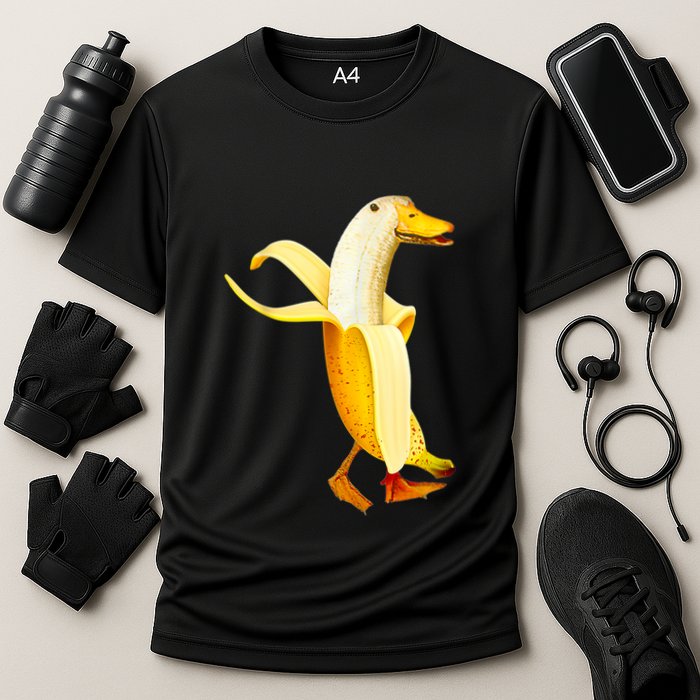 Banana Duck. Funny Anthropomorphic Fruit Animals Cooling Performance Crew T-Shirt