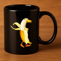 Banana Duck. Funny Anthropomorphic Fruit Animals 11oz C Handle Ceramic Mug