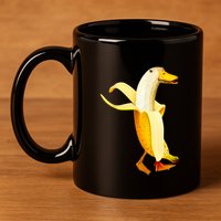 Banana Duck. Funny Anthropomorphic Fruit Animals 11oz C Handle Ceramic Mug