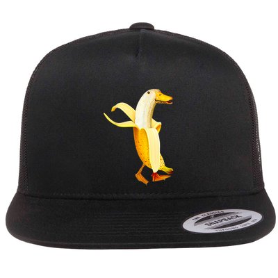 Banana Duck. Funny Anthropomorphic Fruit Animals Flatbill Hat