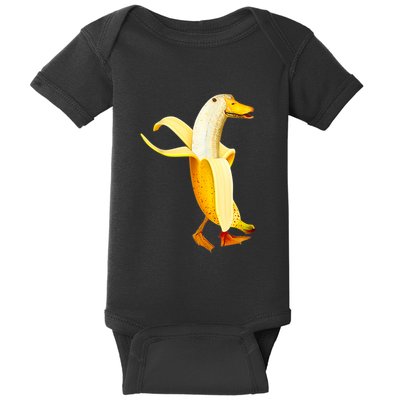 Banana Duck. Funny Anthropomorphic Fruit Animals Baby Bodysuit