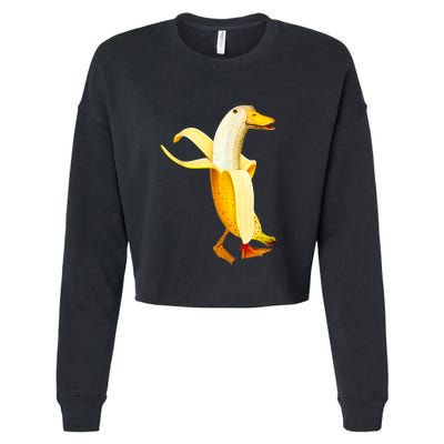 Banana Duck. Funny Anthropomorphic Fruit Animals Cropped Pullover Crew