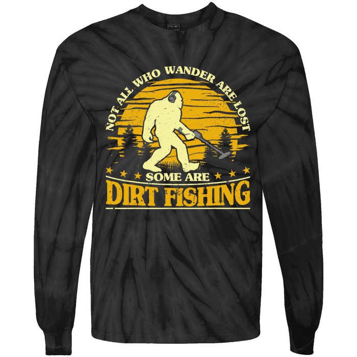 Bigfoot Dirt Fishing Metal Detecting Funny Metal Detecto Tie-Dye Long Sleeve Shirt