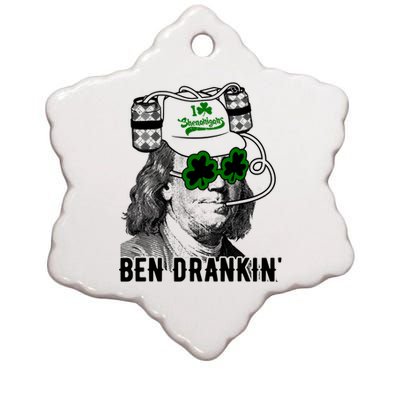 Ben Drankin Funny Green Shamrock Political St Patricks Day Cute Gift Ceramic Star Ornament