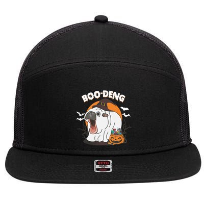 Boo Deng Funny Moo Deng Hallowee 7 Panel Mesh Trucker Snapback Hat