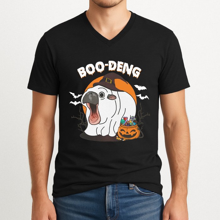 Boo Deng Funny Moo Deng Hallowee V-Neck T-Shirt