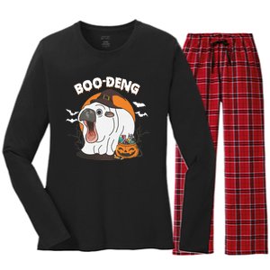 Boo Deng Funny Moo Deng Hallowee Women's Long Sleeve Flannel Pajama Set 