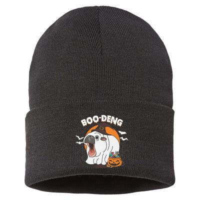 Boo Deng Funny Moo Deng Hallowee Sustainable Knit Beanie