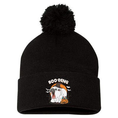 Boo Deng Funny Moo Deng Hallowee Pom Pom 12in Knit Beanie