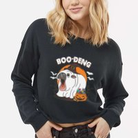 Boo Deng Funny Moo Deng Hallowee Cropped Pullover Crew