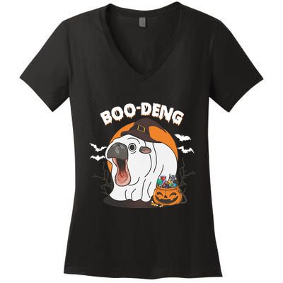 Boo Deng Funny Moo Deng Hallowee Women's V-Neck T-Shirt