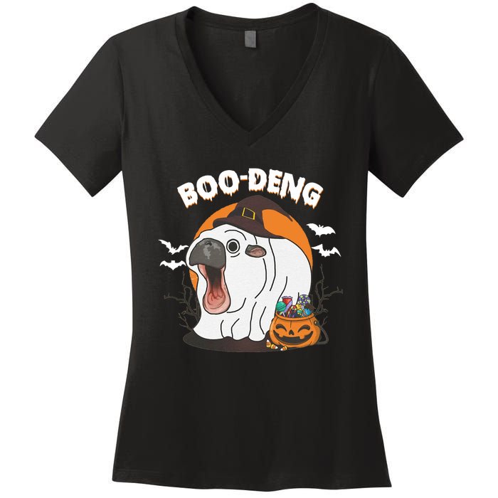 Boo Deng Funny Moo Deng Hallowee Women's V-Neck T-Shirt