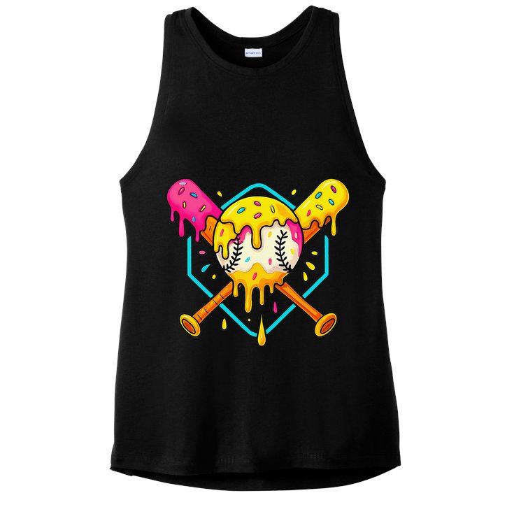Baseball Drip For Home Plate Ice Cream Drip Sport Ladies PosiCharge Tri-Blend Wicking Tank