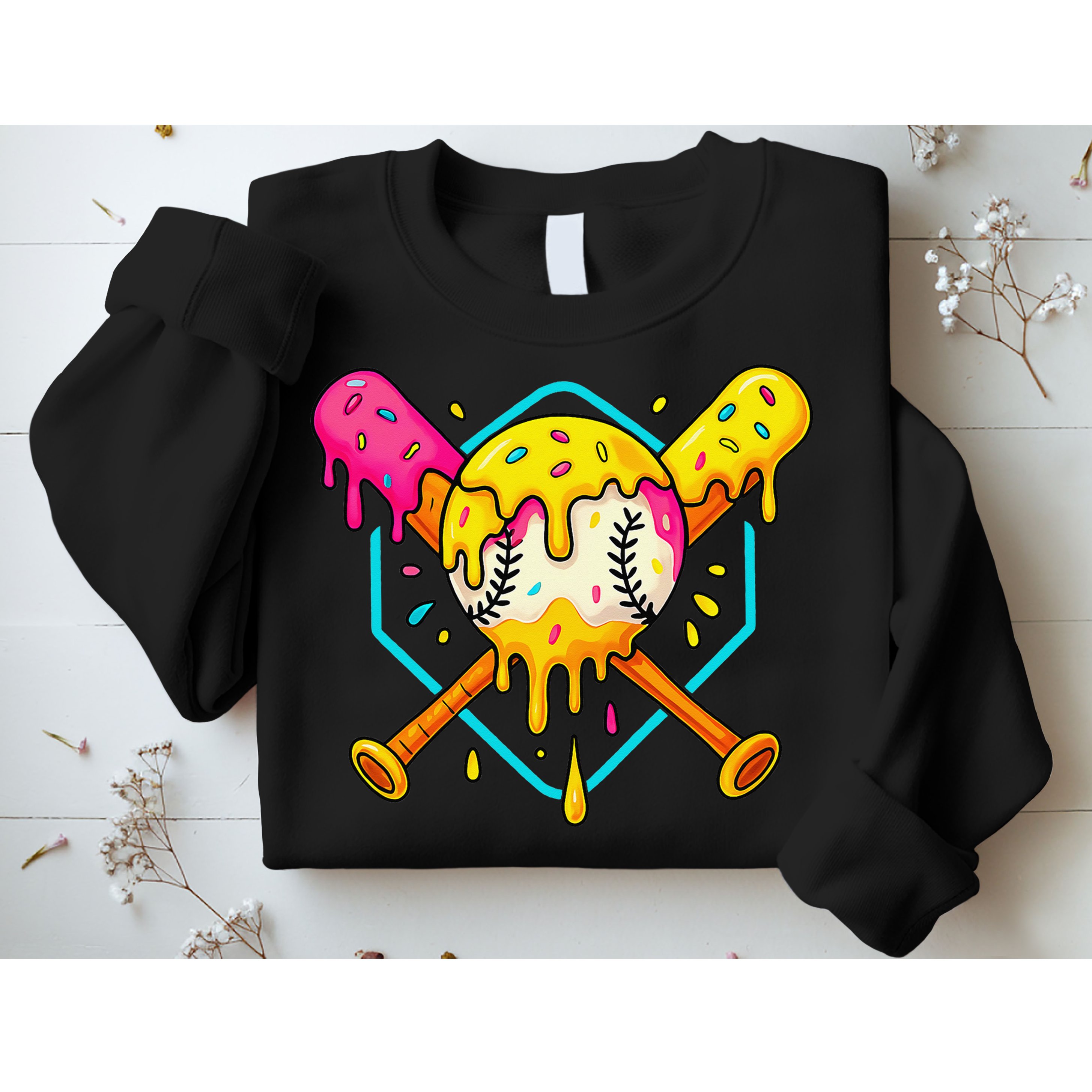 Baseball Drip For Home Plate Ice Cream Drip Sport Sweatshirt