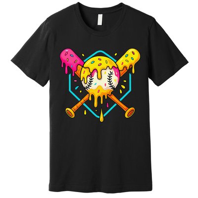 Baseball Drip For Home Plate Ice Cream Drip Sport Premium T-Shirt