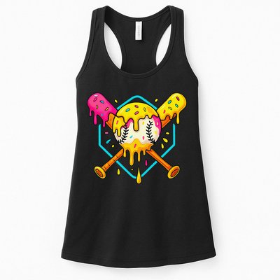 Baseball Drip For Home Plate Ice Cream Drip Sport Womens Tank Top
