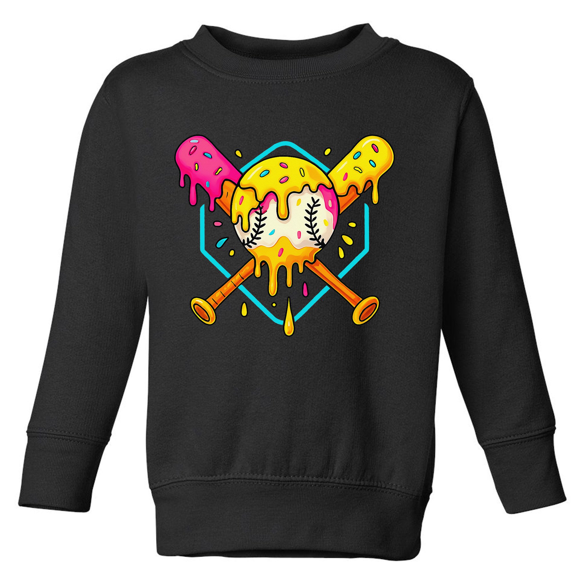 Baseball Drip For Home Plate Ice Cream Drip Sport Toddler Sweatshirt