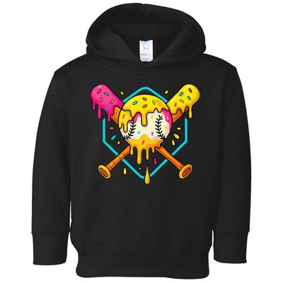 Baseball Drip For Home Plate Ice Cream Drip Sport Toddler Hoodie