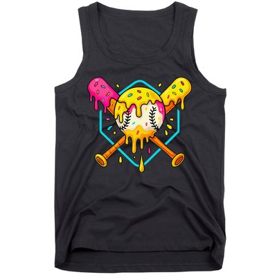 Baseball Drip For Home Plate Ice Cream Drip Sport Tank Top