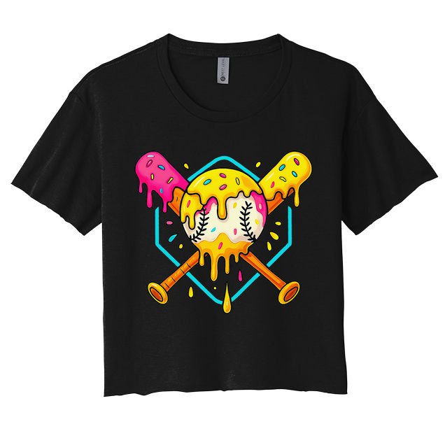 Baseball Drip For Home Plate Ice Cream Drip Sport Crop Top