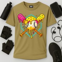Baseball Drip For Home Plate Ice Cream Drip Sport Cooling Performance Crew T-Shirt