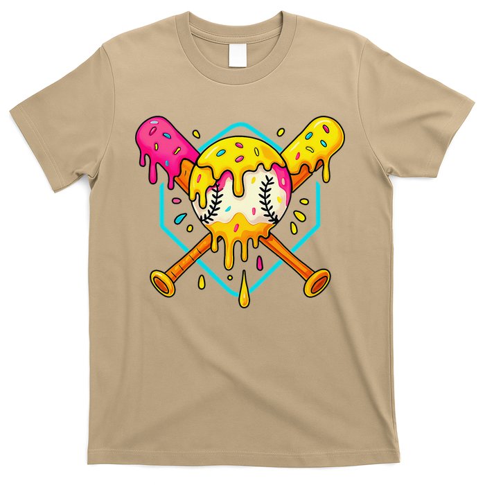 Baseball Drip For Home Plate Ice Cream Drip Sport T-Shirt