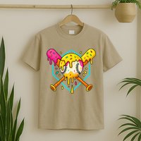 Baseball Drip For Home Plate Ice Cream Drip Sport T-Shirt