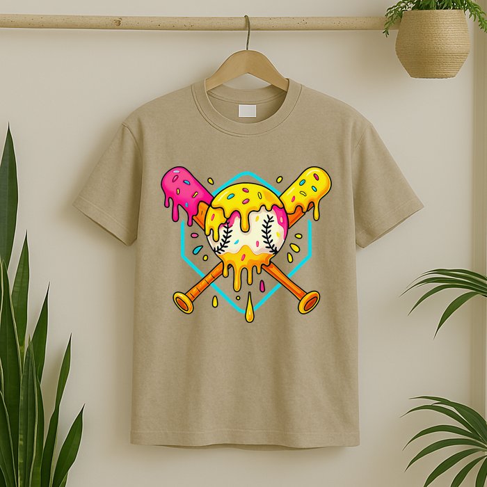 Baseball Drip For Home Plate Ice Cream Drip Sport T-Shirt