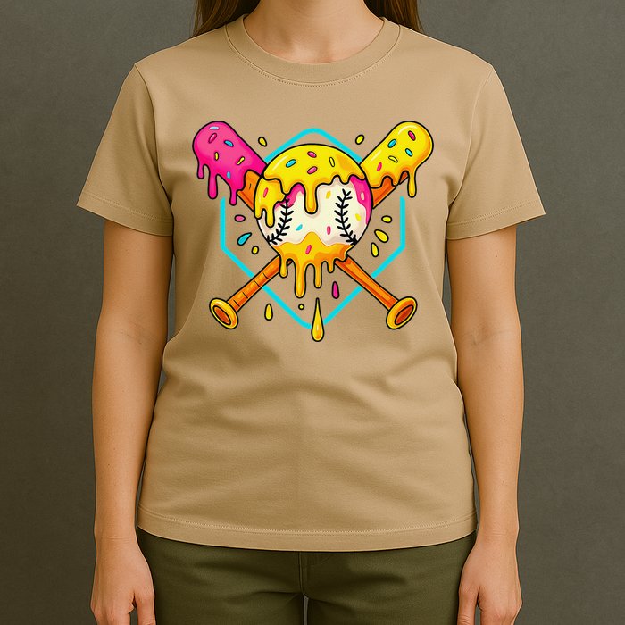 Baseball Drip For Home Plate Ice Cream Drip Sport T-Shirt