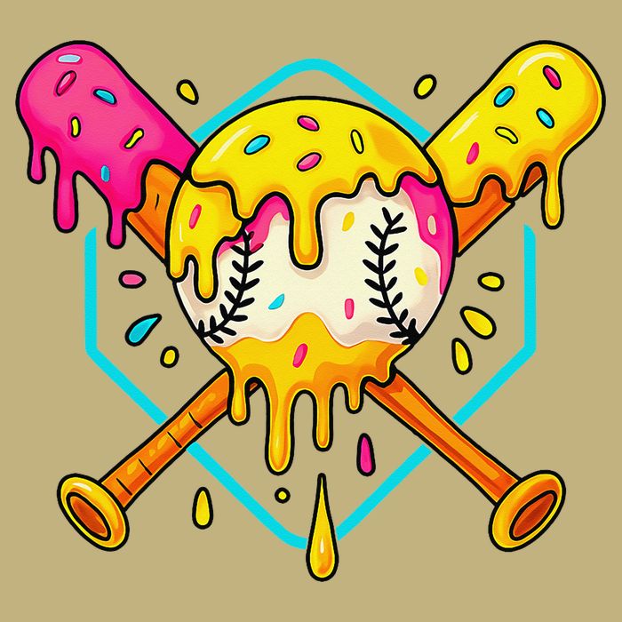 Baseball Drip For Home Plate Ice Cream Drip Sport T-Shirt