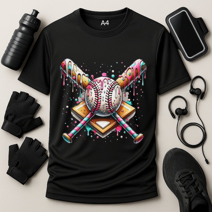 Baseball Drip For Ice Cream With Sprinkles Drip Cooling Performance Crew T-Shirt