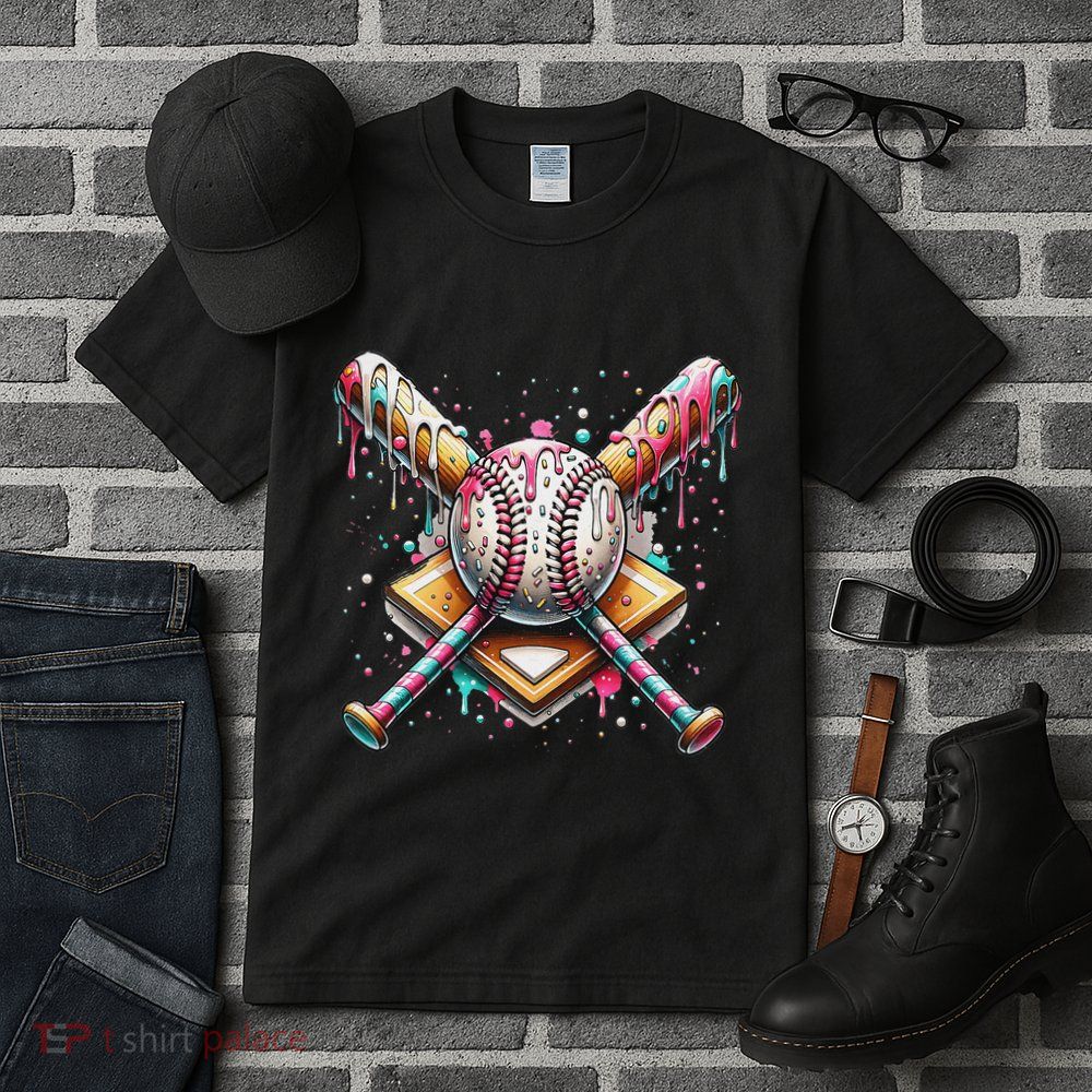Baseball Drip For Ice Cream With Sprinkles Drip Tall T-Shirt