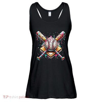 Baseball Drip For Ice Cream With Sprinkles Drip Ladies Essential Flowy Tank