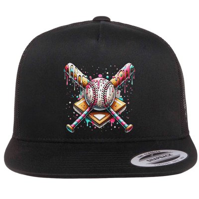 Baseball Drip For Ice Cream With Sprinkles Drip Flatbill Hat