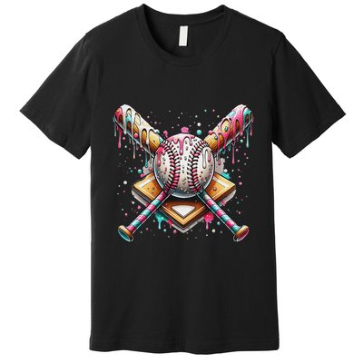 Baseball Drip For Ice Cream With Sprinkles Drip Premium T-Shirt