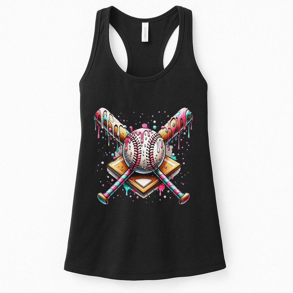Baseball Drip For Ice Cream With Sprinkles Drip Womens Tank Top