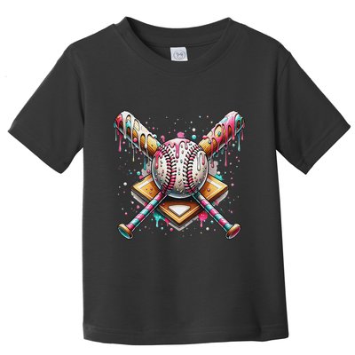 Baseball Drip For Ice Cream With Sprinkles Drip Toddler T-Shirt