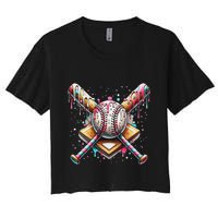 Baseball Drip For Ice Cream With Sprinkles Drip Women's Crop Top Tee